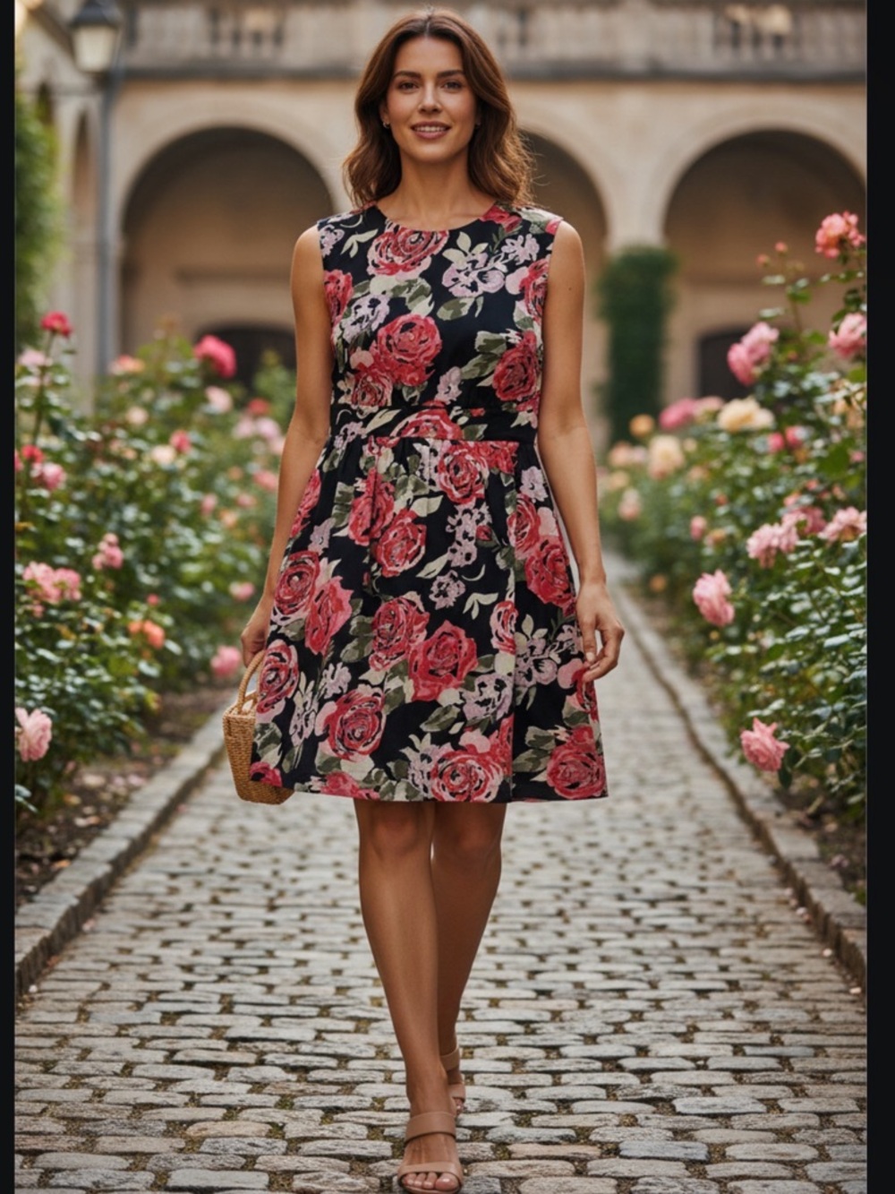 NWT EMILY & FIN Lucy Retro Dress - Red Roses XL
